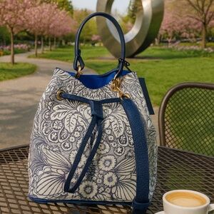 NEW FURLA Stacy Patterned Leather Small Bucket Tote Bag  - Made in Italy